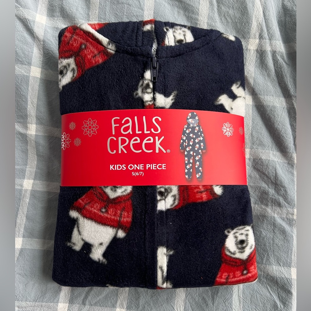 Kids One Piece - Navy with Polar Bear Print